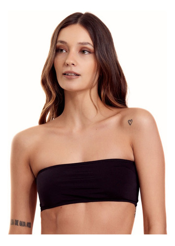 Top Baby Pompavana Corpiño Strapless Negro Basico Microfibra