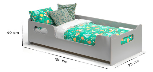 Mini Cama Infantil Para Quarto Com Grade Lateral E Colchão