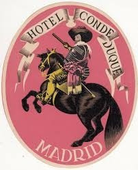 Luggage Antiguo Sticker De Hotel Conde Duque Madrid España