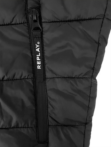 Jaqueta Replay Masculina Nylon Matelassê Preta