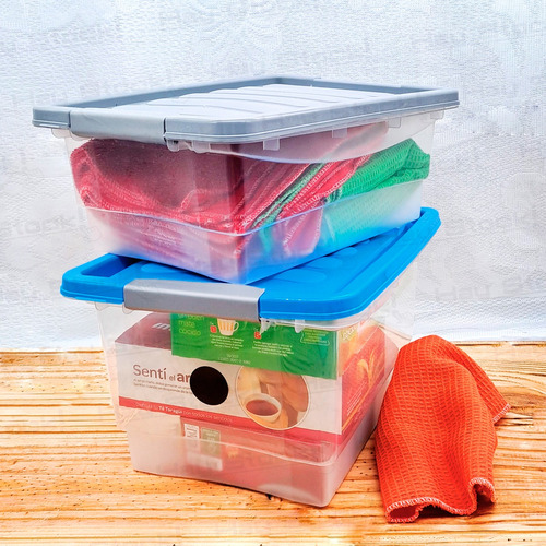 Organizador 10 Lts Caja Plastica 24 X 30 X 18 Cm Con Traba Color Surtidos