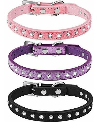 3 Piezas Rintonas Collares De Perros De Cristal N7hc9