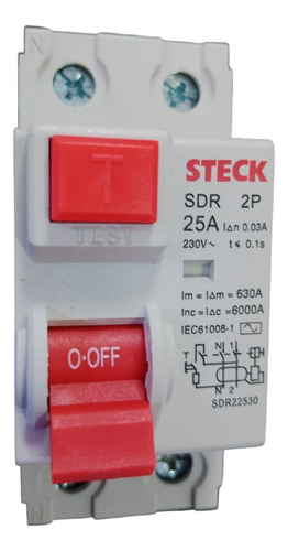 Interruptor Diferencial Steck Tipo Riel Sdr22530 2 Polos 
