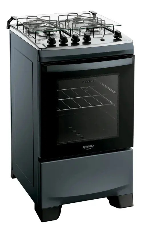 Fogão 4 Bocas Dako Supreme Mesa de Inox A Gás Titanium Bivolt