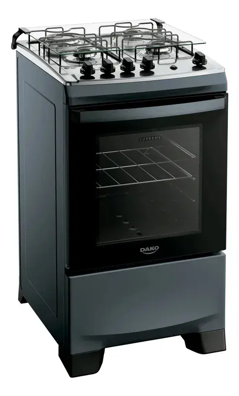 Fogão 4 Bocas Dako Supreme Mesa de Inox A Gás Titanium Bivolt