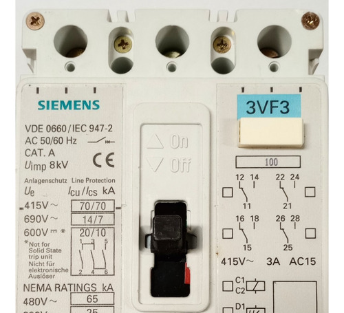 Interruptor Automatico Siemens 3x50a Regulable 70ka 3vf3111