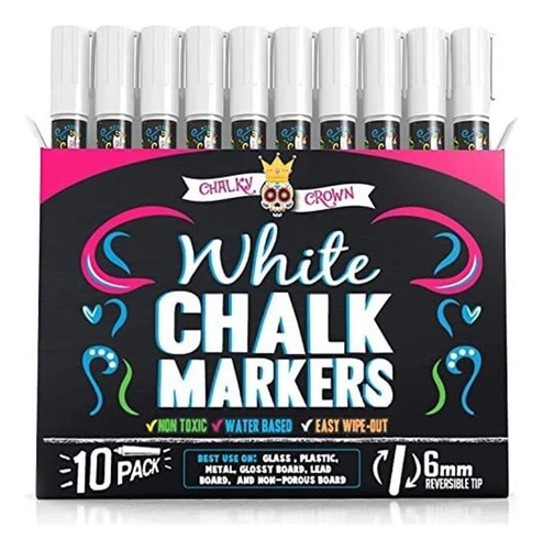 Marcadores Chalky Crown Set 10 Unidades, Color Blanco