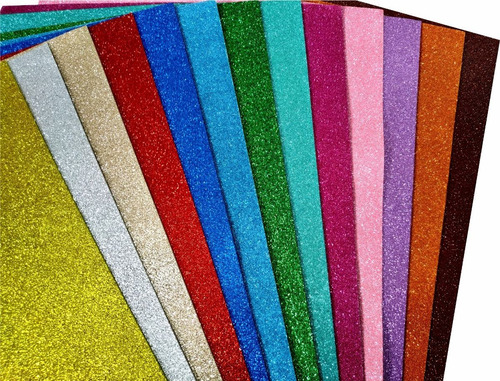 30 Unidades Folha De Eva Glitter 40 Cm X 60 Cm X 1,8mm - Top