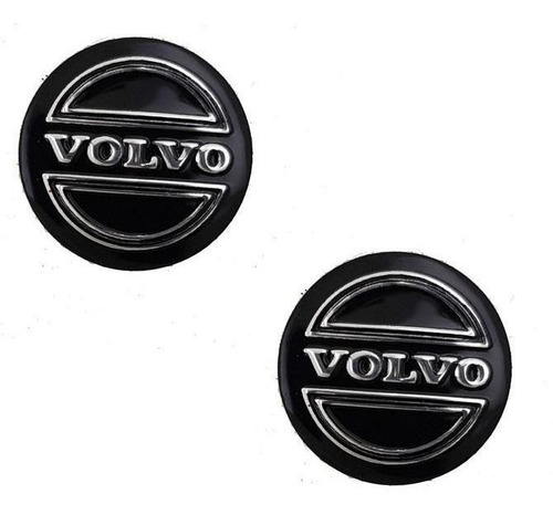 2 Logo Emblema Adesivo Preto Volvo Chave Aluminio 14mm