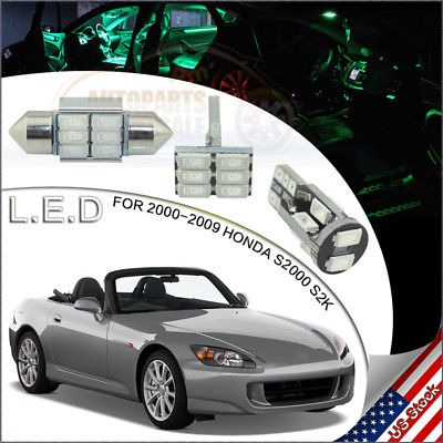 Paquete De 7pcs Led Interior Luz Verde Kit Para 2000-2009 Ho