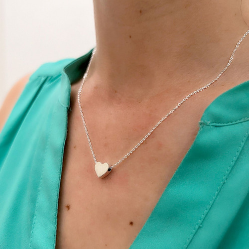 Imagen 7 de 10 de Collar Corazón Pasacadena De Plata .925 Agálea Joyería