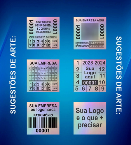 Lacre Void Holográfico Premium 30x30mm Personaliza Cor 100un
