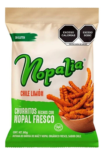 7 Pack Churrito De Nopal Chile Limón Nopalia 80