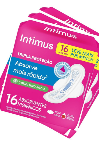 Intimus Absorvente Tripla Proteção Seca C/aba 16un. Kit 2pac