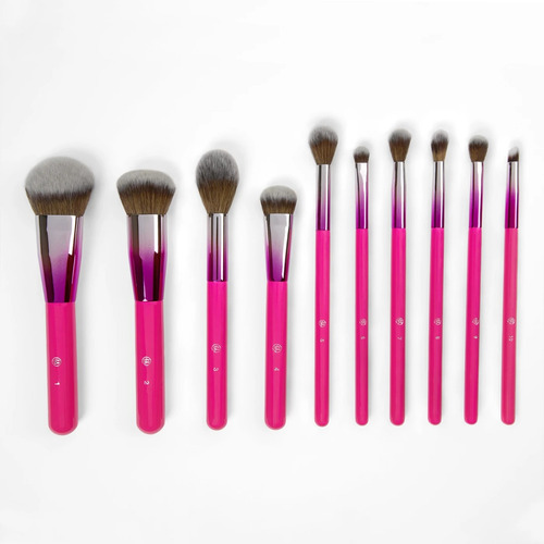 Bh Cosmetics Midnight Festival Set De 10 Brochas Y Soporte Color Rosa