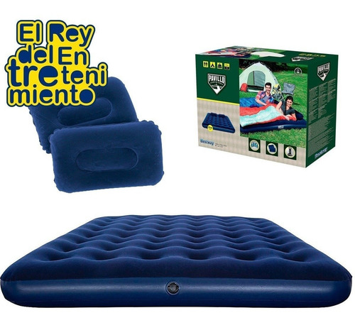 Imagen 3 de 6 de Colchon Inflable Bestway 2p C/ Inflador + 2 Almohadas El Rey