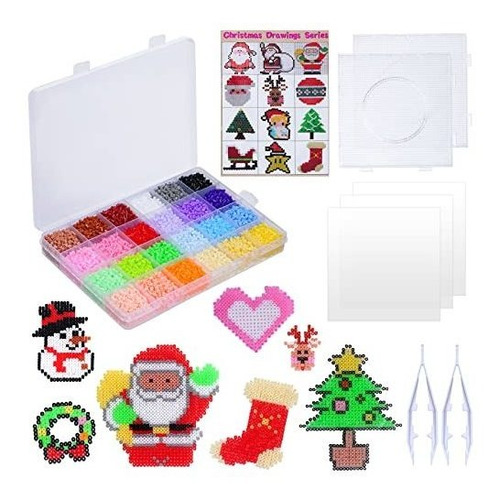 Kit Abalorios Navidad 24 Colores + 24 Patrones + Accesorios