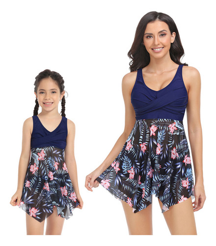 Conjunto De Dos Piezas Con Falda De Malla Para Traje De Bañ
