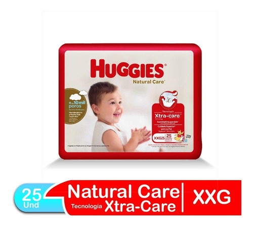 Imagen 1 de 3 de Pañales Para Bebé Huggies Nat Care Talla Xxg 25 Und