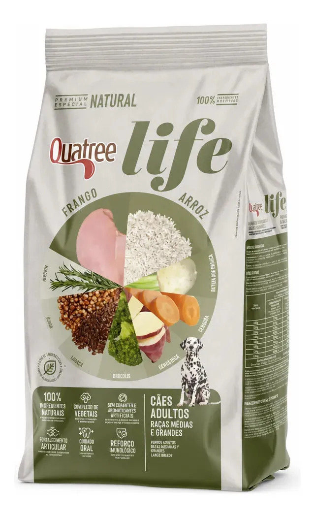 Ração Seca Quatree Life Adulto Médio/Grande Frango Arroz 15kg