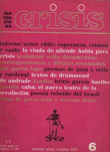 Revista Crisis 6 Oct 1973 Scalabrini Barthes Juan L Ortiz
