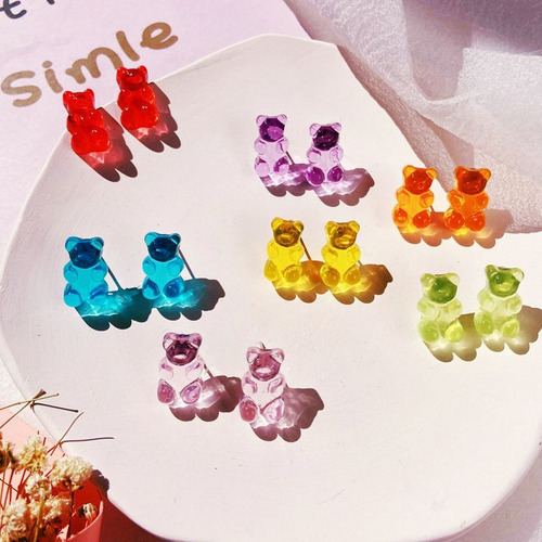 Aretes Oso Gomita Panditas Gummy Osito Joyeria