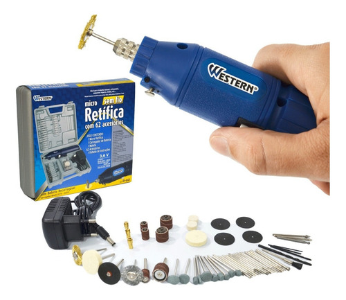 Micro retífica Western Profissional a bateria - com 62 acessorios - Eda R-60