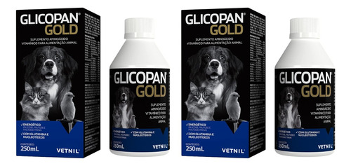 Glicopan Gold 250ml Suplemento Vitamínico Vetnil - 2x