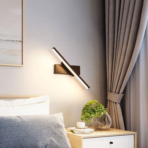 Lámpara Arbotante Espejo Dormitorio Pared Baño Luz Led 30cm Estructura Negro