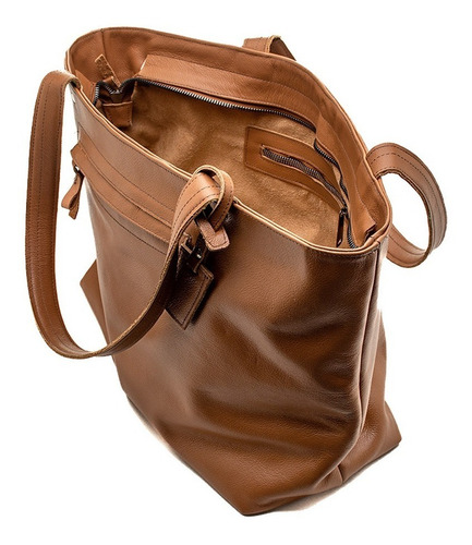 Bolsa Shopping Grande Triangular Couro Legitimo Caramelo Cor Marrom