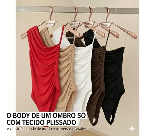 MLB 5146837645 Kit 3 Body Plissado Mula Manca Feminino Ombro So Premium JM