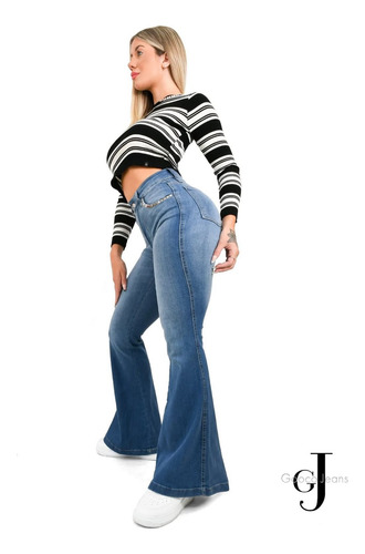 Jeans Oxford Cintura Alta Levanta Cola Modelador Gooco