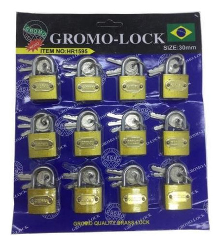 Kit 12 Cadeados 30 Mm Dourado Forte Resistente Porta Oferta