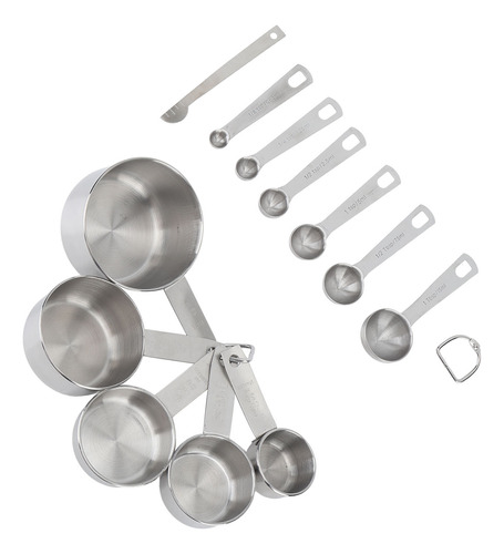 Juego De Tazas Y Cucharas Medidoras De Acero Inoxidable