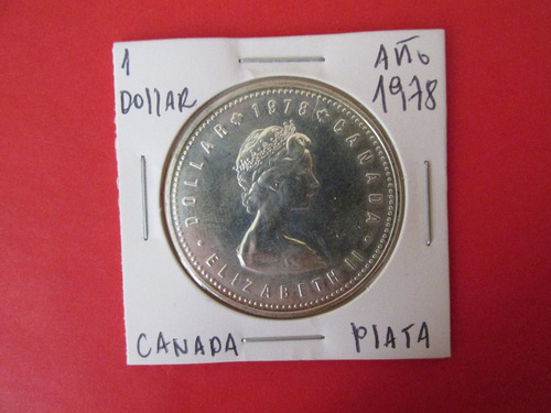 Gran Moneda Canada 1 Dollar Reina Isabel Plata Año 1978 Unc