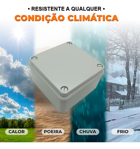 Kit 3un Caixa Passagem Vedada Sobrepor PVC Cinza 104x104x54mm CFTV