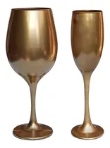 Comprar 6 Copas Vino + 6 Copas Champagne Barone Nadir Dorado Vidrio