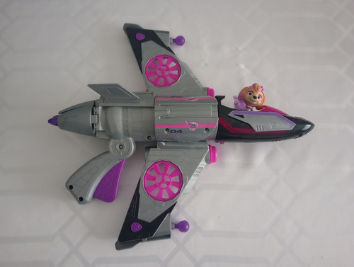 Paw Patrol La Película Avión, Fig De Skye, Luces Y Sonidos Plateado (Usado)