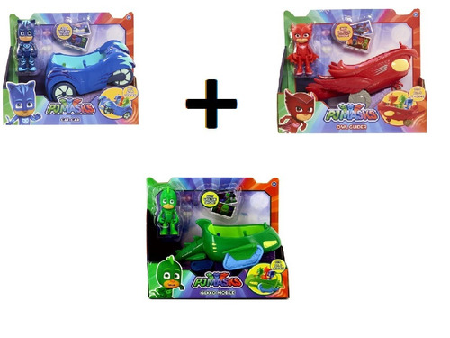 Combo X3 Pj Masks Vehiculo Con Figura