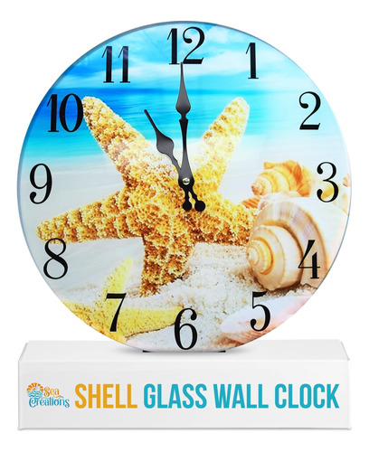 Sea Creations Shell Reloj De Pared De Cristal Nuevo 13x 13 D