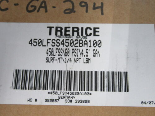 Trerice 450lfss4502ba100 4.5 Gauge 60psi Yyj