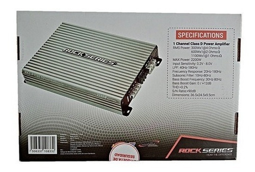 Imagen 6 de 6 de Amplificador 2200w 1ch 1ohm Clase D Rock Series Rks-p1100.1d