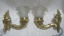 Comprar Par Lámparas De Pared Apliques Bronce Leones Tulipas (15493) Dorado