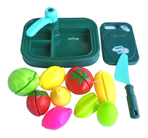 Imagen 7 de 10 de Frutas Con Abrojo Para Cortar Con Tabla Juguete Infantil