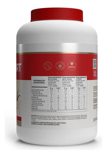Kit 3 Whey Fort 3w Vitafor Multivitamínico Baunilha 1800g