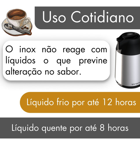 Garrafa Térmica Inox 600ml Berlim Café Leite Água - Unitermi