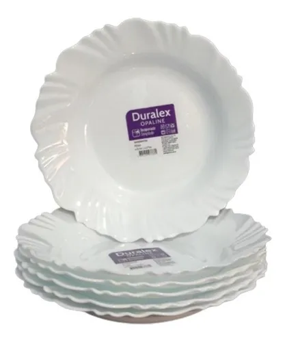 comprar Jogo 06 Pratos Fundo Branco Duralex Opaline Vidro Pétala