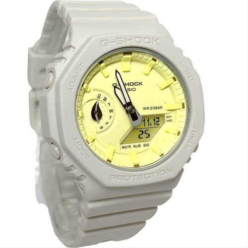 G-Shock Reloj Casio GMA-S2100NC-4ADR correa de protección con núcleo de carbono bisel gris fondo amarillo