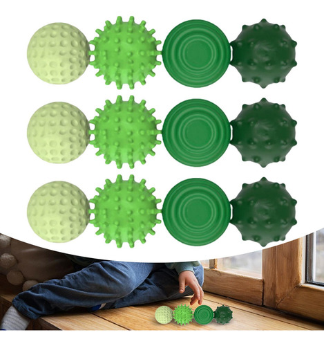Juego De 12 Bolas Sensoriales Texturizadas Con Verde