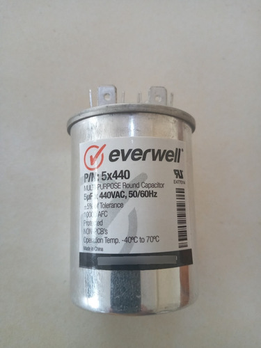 Capacitor Everwell Multi-purpose 5mf +- 5% 370vac 50/60hz